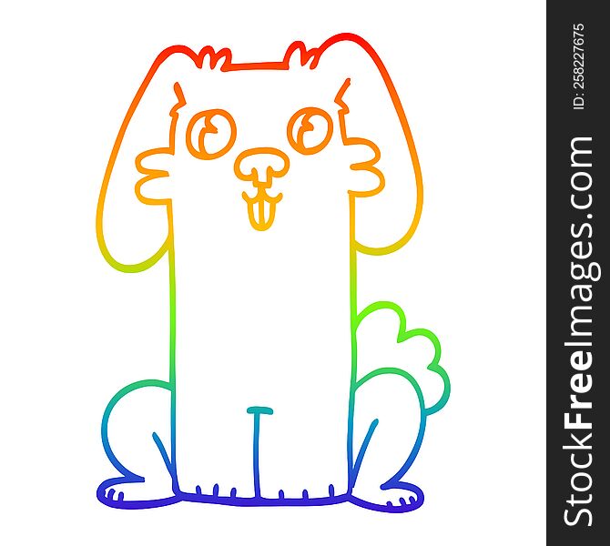 rainbow gradient line drawing of a cartoon cute bunny