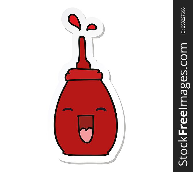 sticker of a quirky hand drawn cartoon happy red sauce