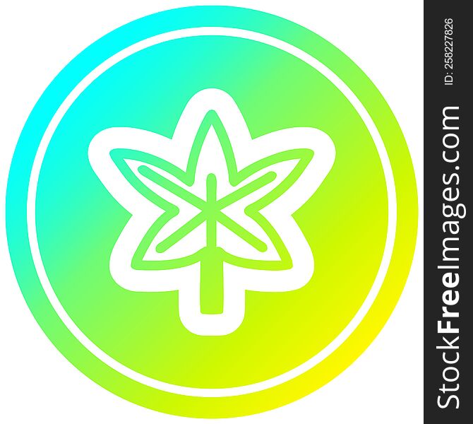 marijuana leaf circular icon with cool gradient finish. marijuana leaf circular icon with cool gradient finish