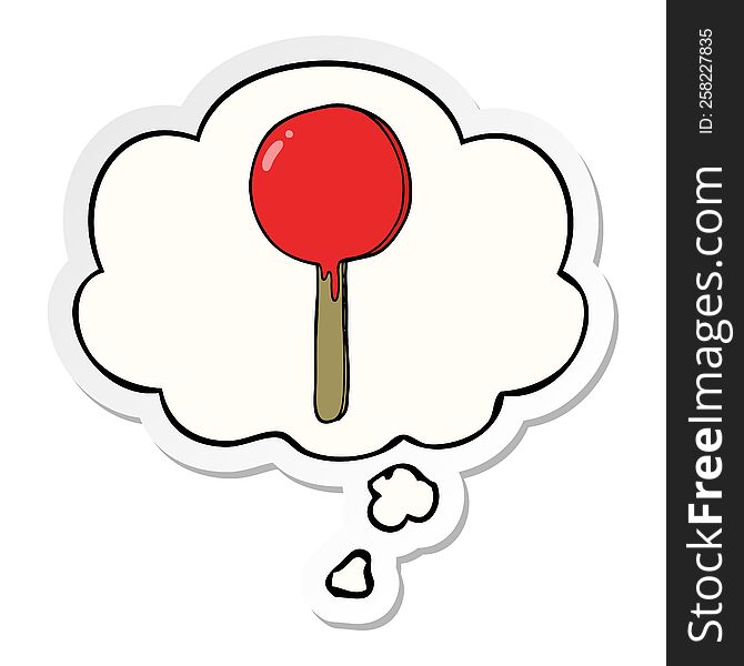 Cartoon Lollipop And Thought Bubble As A Printed Sticker