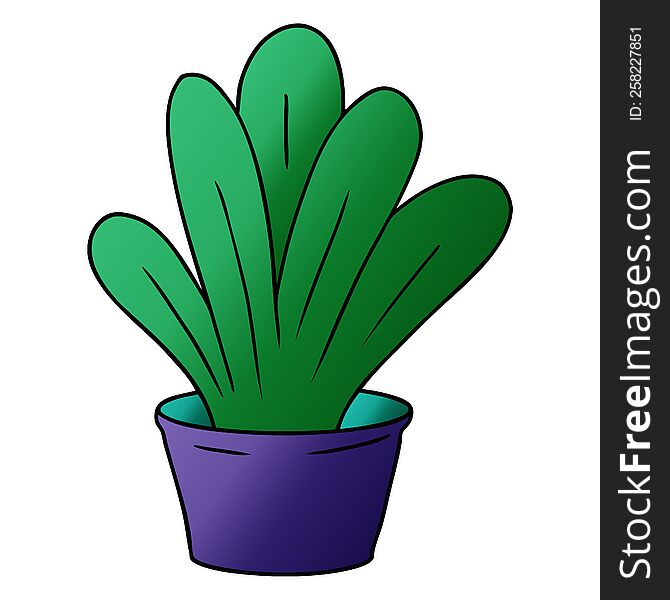 hand drawn gradient cartoon doodle of a green indoor plant