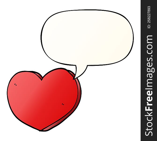 Cartoon Love Heart And Speech Bubble In Smooth Gradient Style