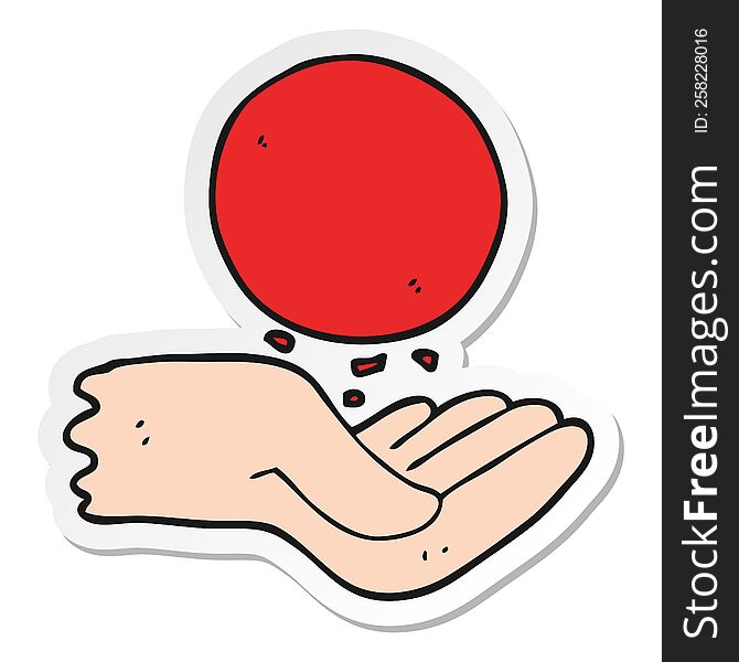 sticker of a cartoon hand throwing ball