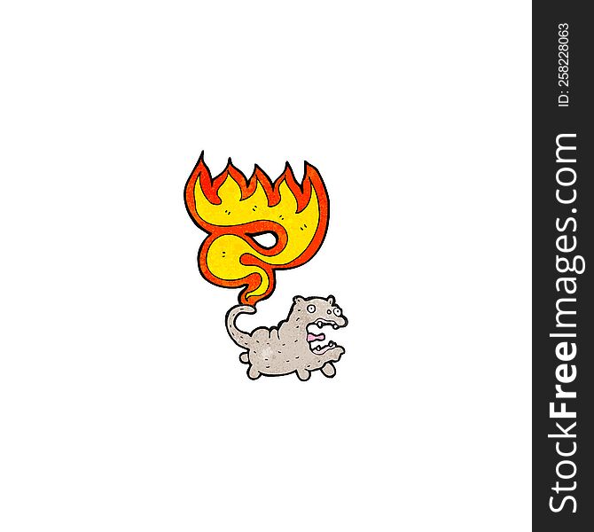 cartoon cat with tail on fire