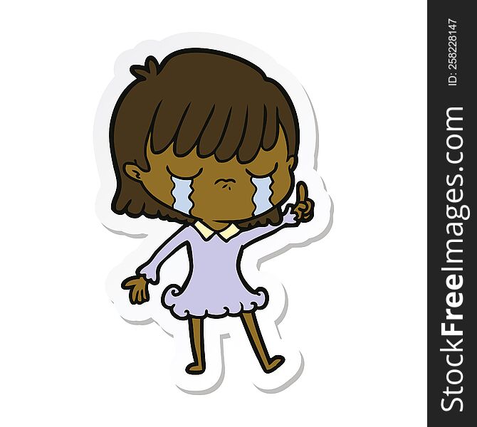 sticker of a cartoon woman crying