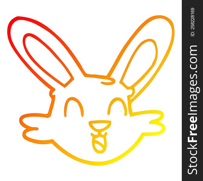 Warm Gradient Line Drawing Cartoon Cute Bunny