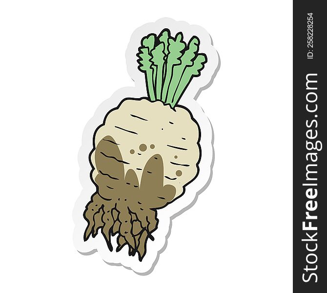 sticker of a cartoon muddy turnip