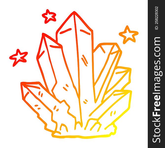 warm gradient line drawing of a cartoon magic crystal