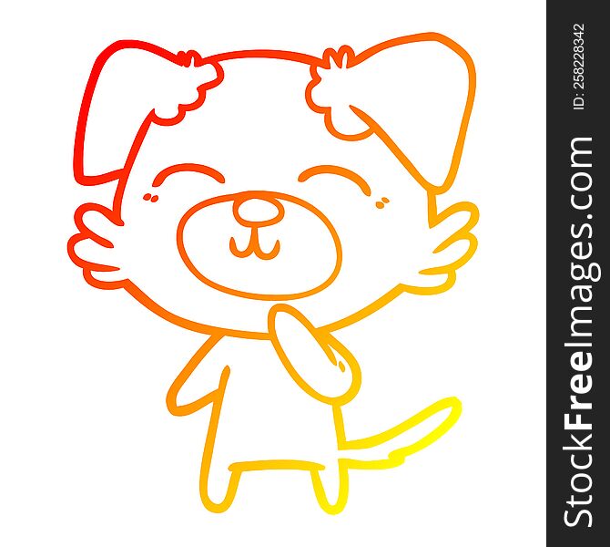warm gradient line drawing of a cartoon dog thinking