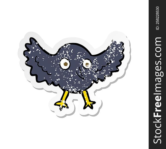 retro distressed sticker of a cartoon crow