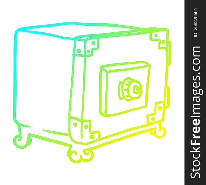 cold gradient line drawing of a cartoon traditional safe