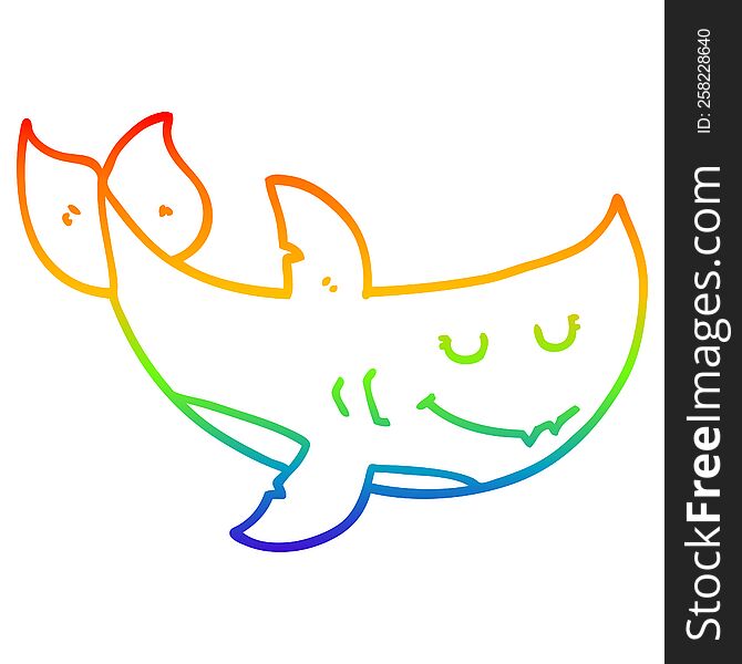 rainbow gradient line drawing of a cartoon shark