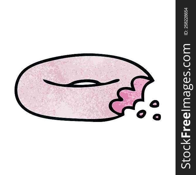 Quirky Hand Drawn Cartoon Bitten Donut