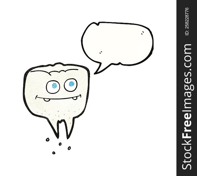freehand speech bubble textured cartoon tooth