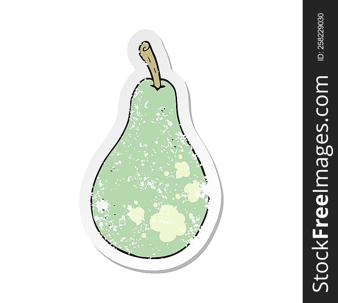 Retro Distressed Sticker Of A Cartoon Pear