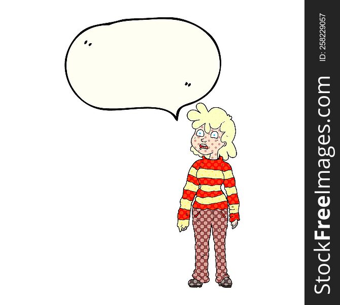 freehand drawn comic book speech bubble cartoon teenager