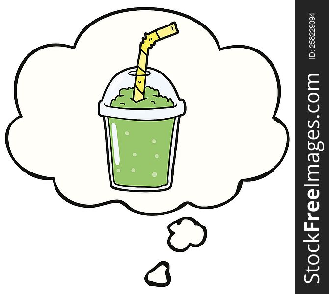 cartoon iced smoothie and thought bubble