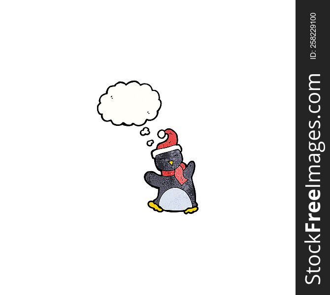 Funny Penguin Cartoon With Thought Bubble