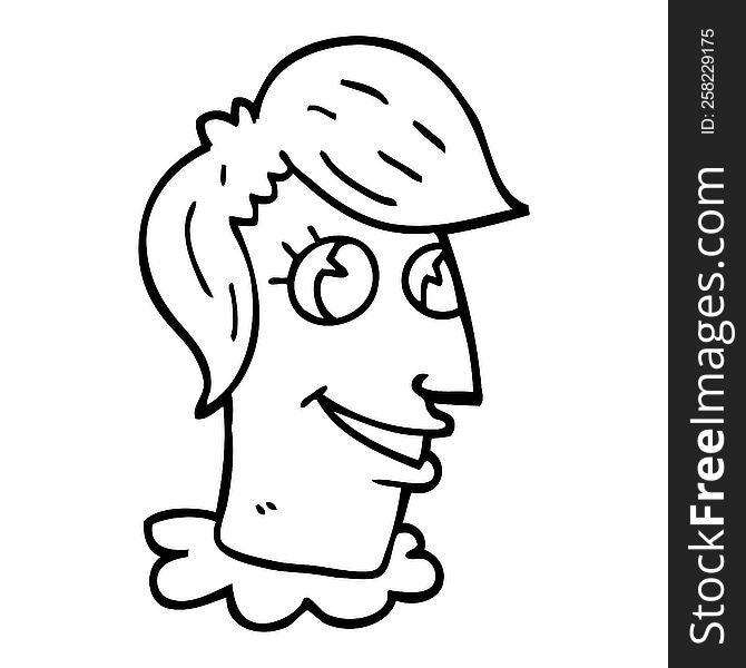 line drawing cartoon human head