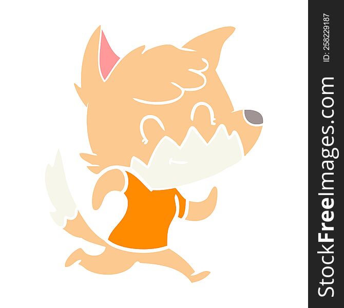 Flat Color Style Cartoon Happy Fox