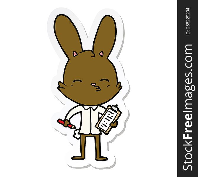 sticker of a office bunny cartoon