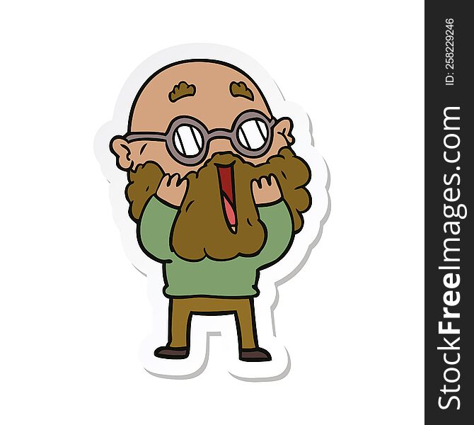 sticker of a cartoon amazed man with beard