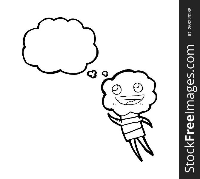 freehand drawn thought bubble cartoon cute cloud head creature