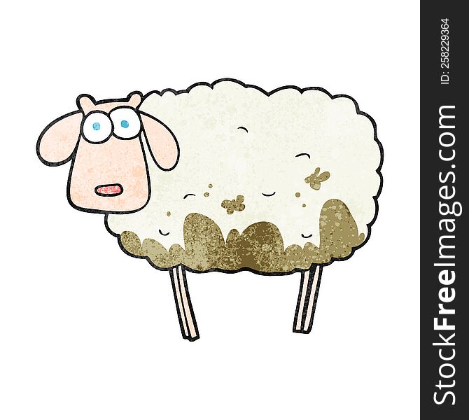freehand textured cartoon muddy sheep