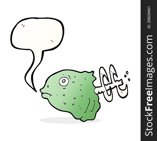 cartoon fish head with speech bubble