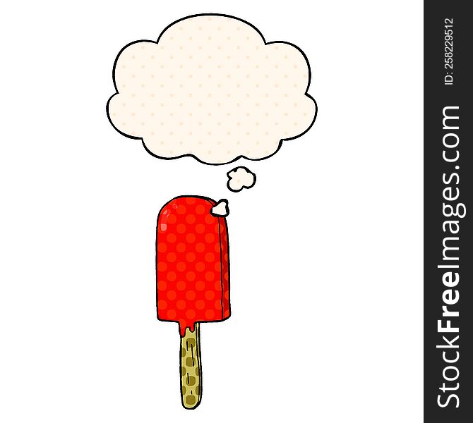 Cartoon Lollipop And Thought Bubble In Comic Book Style