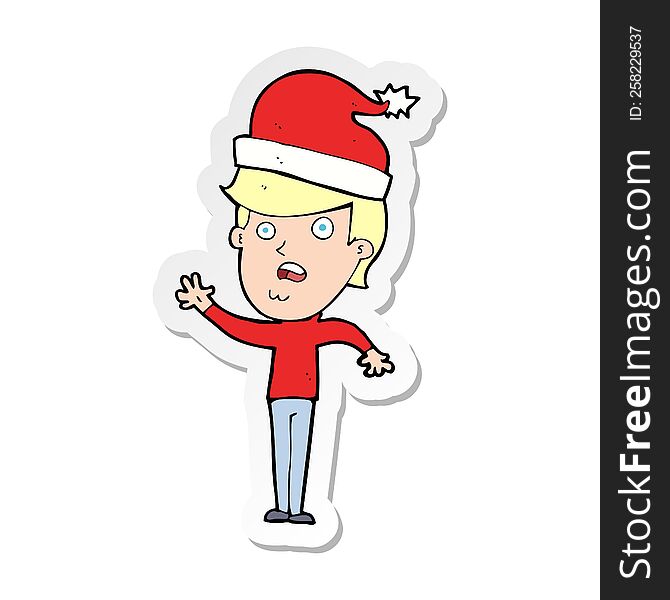 sticker of a cartoon man ready for christmas