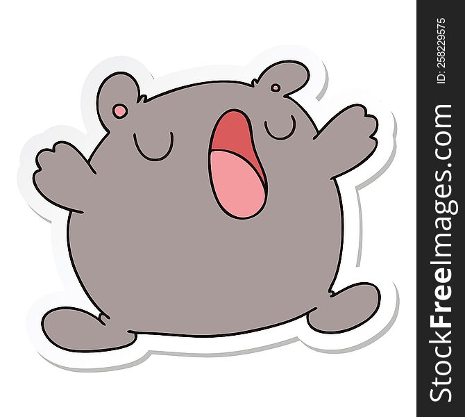 Sticker Of A Quirky Hand Drawn Cartoon Singing Bear