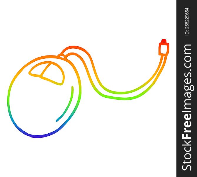 rainbow gradient line drawing cartoon old computer mouse