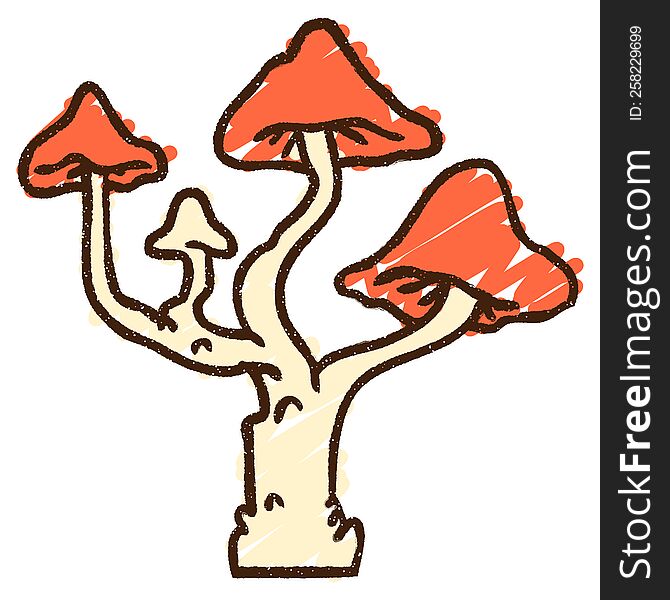Weird Mushrooms Chalk Drawing