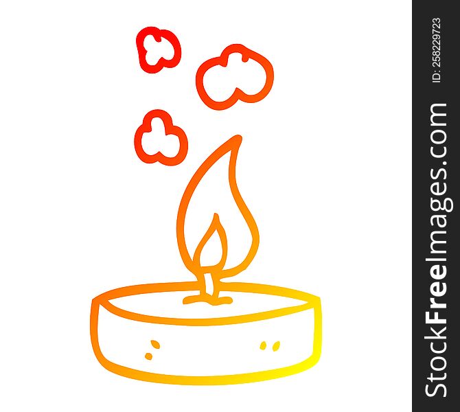 warm gradient line drawing of a cartoon scented candle