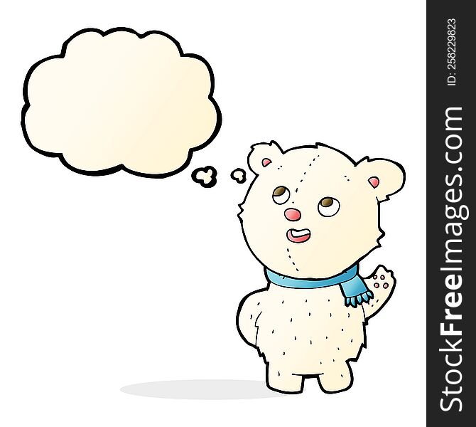 cartoon cute polar bear cub with thought bubble