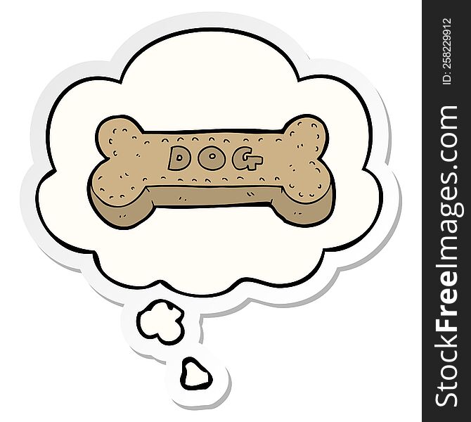 Cartoon Dog Biscuit And Thought Bubble As A Printed Sticker
