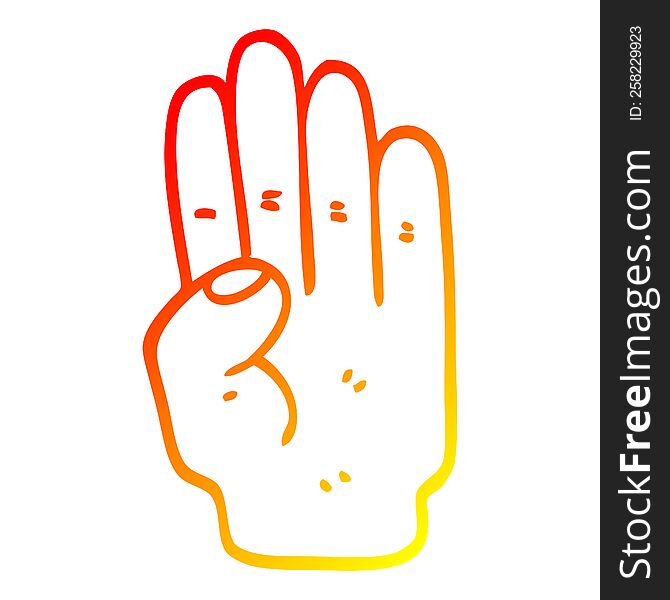 warm gradient line drawing of a cartoon hand