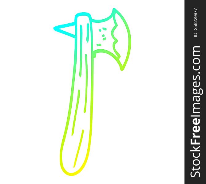Cold Gradient Line Drawing Cartoon Axe