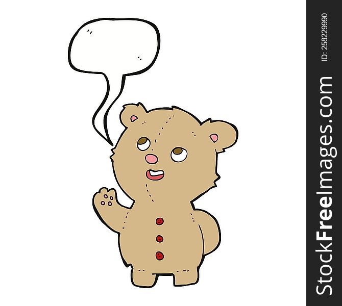 cartoon cute teddy bear with speech bubble