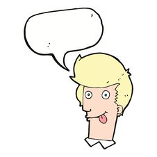 Cartoon Man With Tongue Hanging Out With Speech Bubble Stock Images