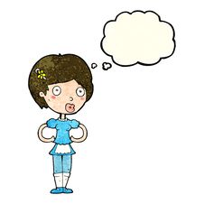 Free Cartoon Woman In French Maid Outfit With Thought Bubble Royalty Free Stock Photography - 258232587