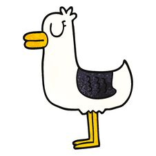 Cartoon Doodle Sea Gull Royalty Free Stock Photo