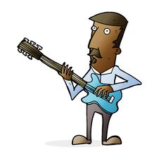 Cartoon Man Playing Electric Guitar Stock Photo