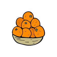 Cartoon Bowl Of Oranges Stock Image
