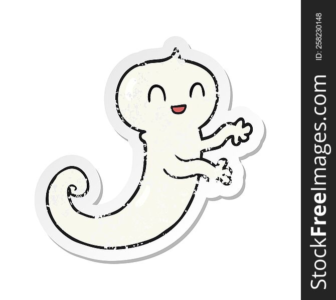Retro Distressed Sticker Of A Cartoon Ghost