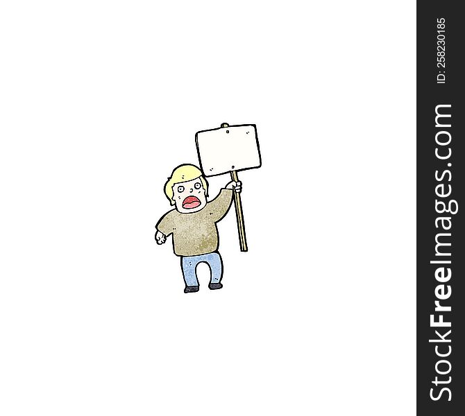 cartoon protester with sign