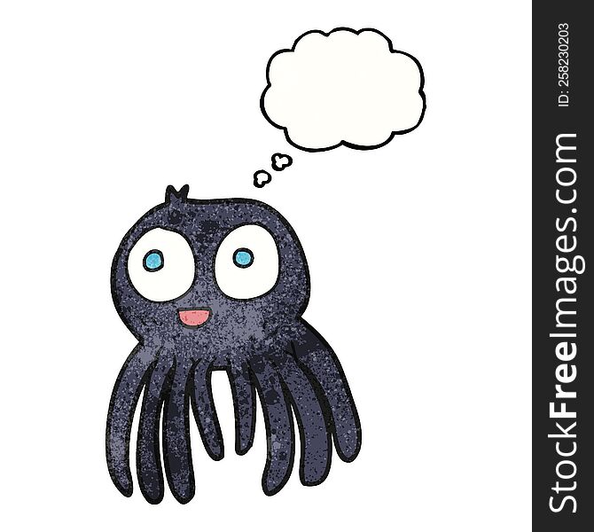 freehand drawn thought bubble textured cartoon spider