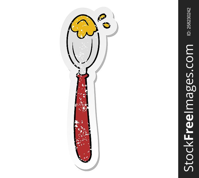Distressed Sticker Of A Cartoon Spoon