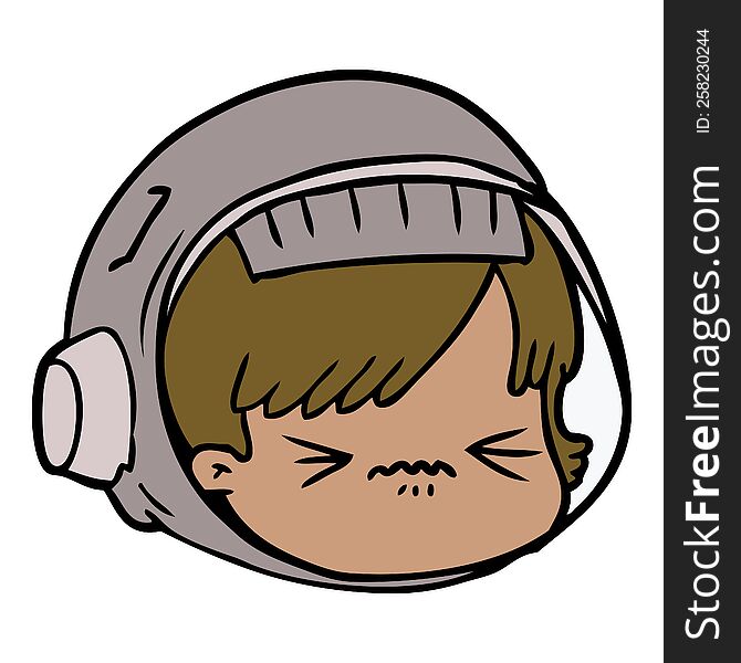 cartoon stressed astronaut face. cartoon stressed astronaut face